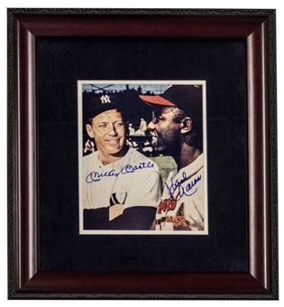 Mickey Mantle & Hank Aaron Dual Signed Framed 8x10 Photo